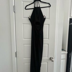 Fashion Nova Black Halter Maxi Gown
